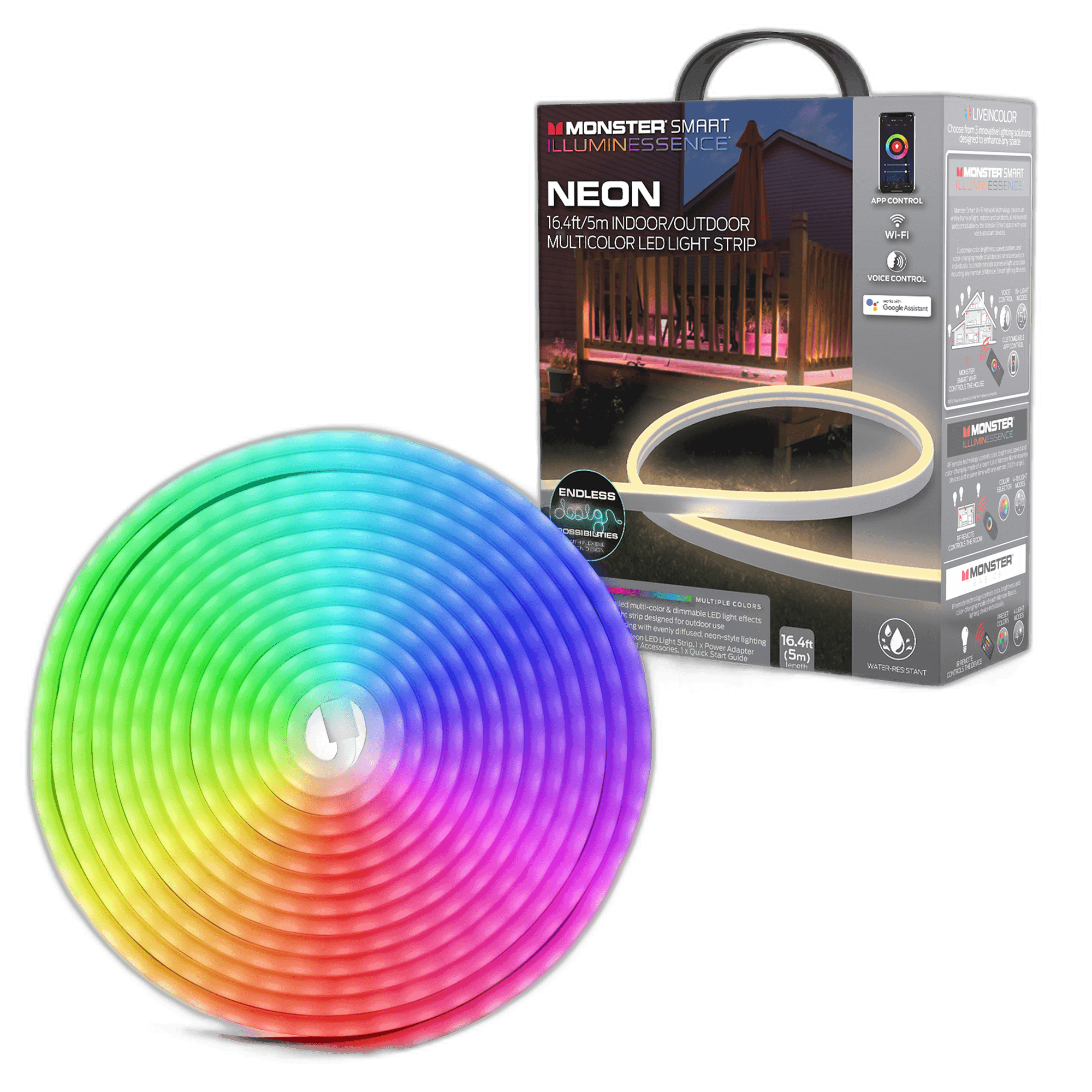 LED MONSTER ILLUMINESCENCE SMART LIGHT STRIP 2X 5M RGB+W SOUND REACT INT