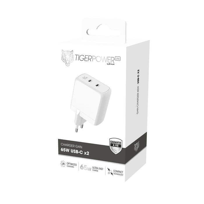 CHARGEUR TIGER POWER GAN 65W 2 USB C